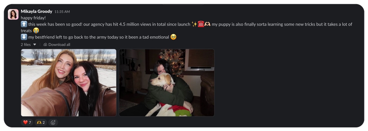 Mikayla creator community Slack update