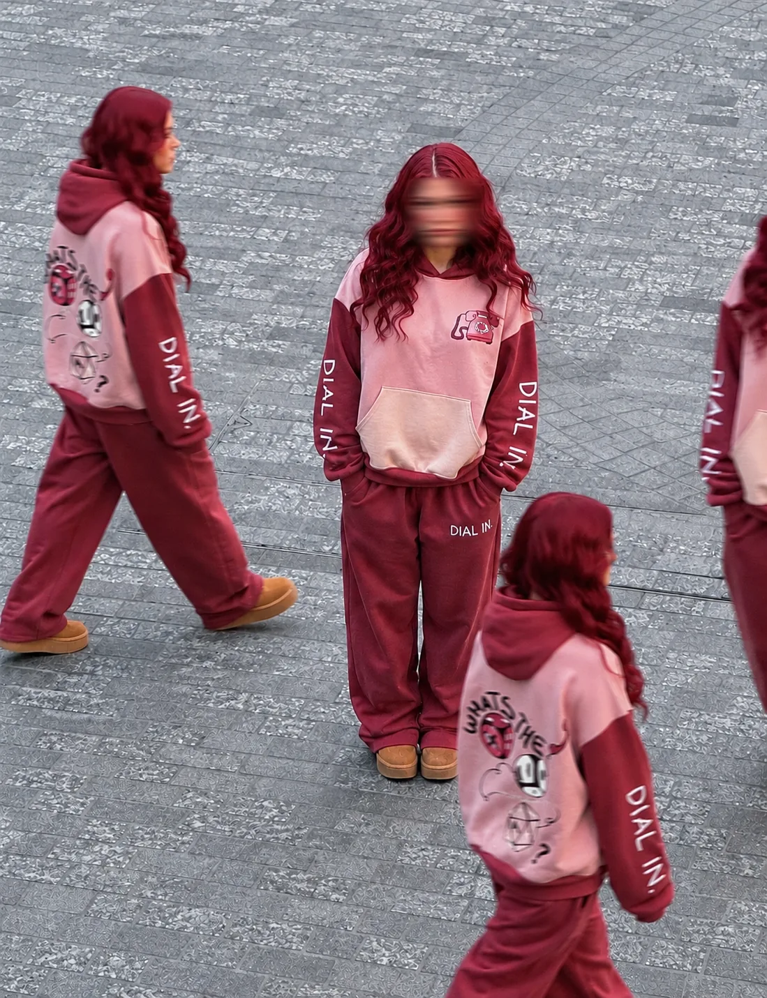 The 411 merch collage with blurred movement